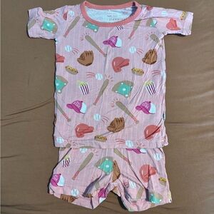 Little Sleepies Pink Baseball Print Pajama Set